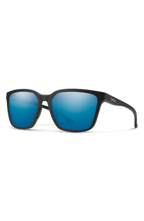 Smith Shoutout 57mm Chromapop™ Polarized Square Sunglasses In Matte Black/polarized Blue
