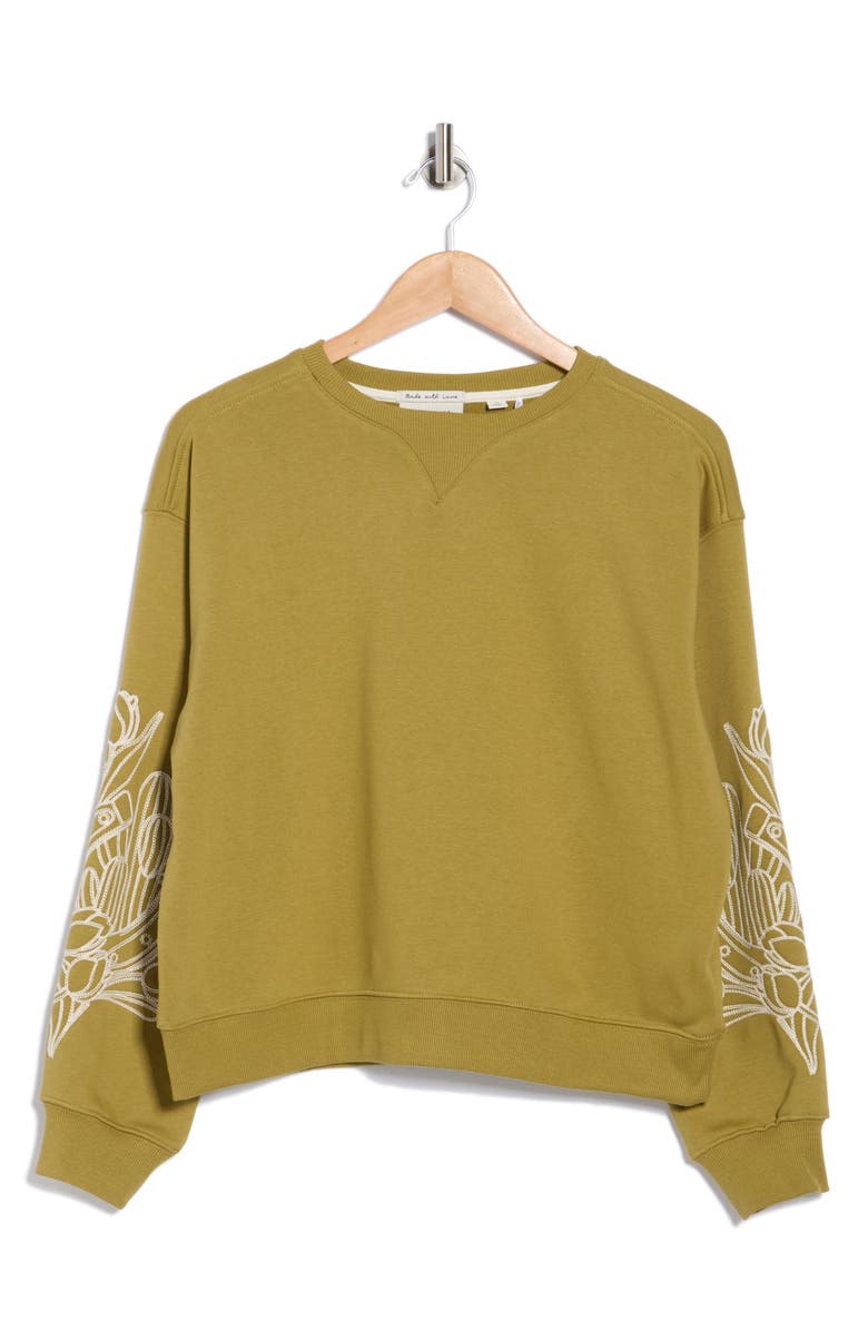 Scotch & Soda Embroidered Sweatshirt, Alternate, color, Green Moss