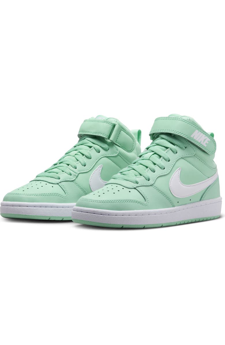 Nike Kids' Court Borough Mid 2 Basketball Shoe, Main, color, Emerald Rise/ White