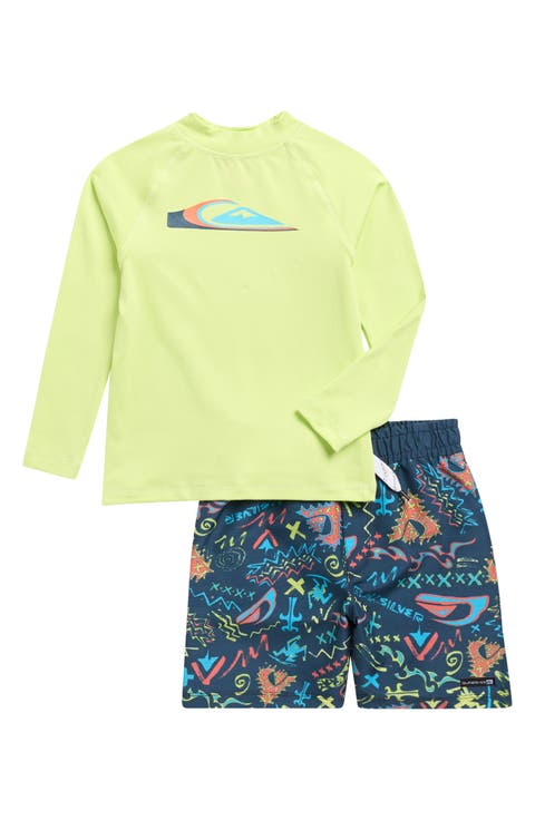 Kids' Rashguard Top & Swim Trunks Set (Toddler)