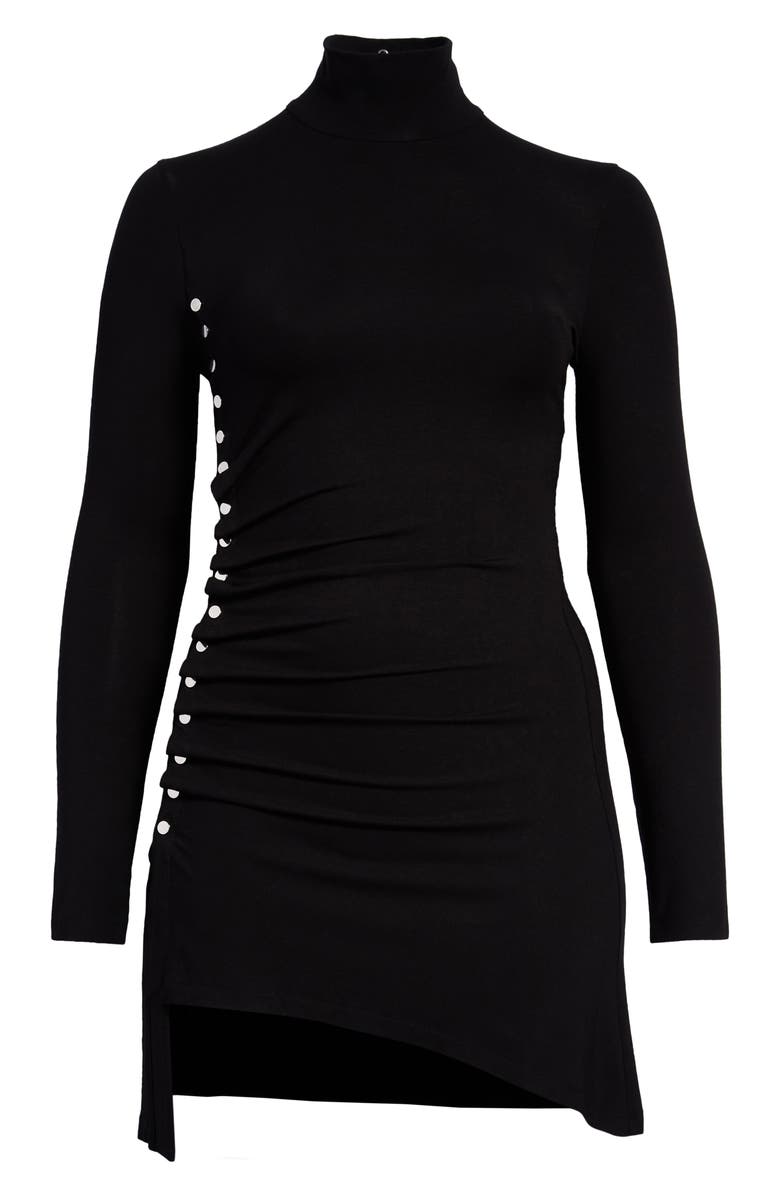 Rabanne Long Sleeve Asymmetric Snap Minidress, Main, color, 