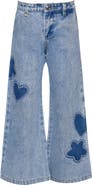 Hannah Banana Kids' Heart Patch Wide Leg Jeans