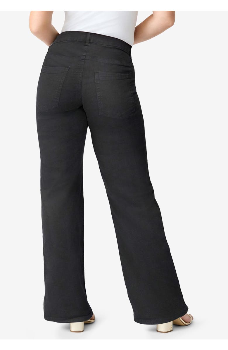 Roaman's Plus Size 24/7 Stretch Wide Leg Jean, Alternate, color, Black Denim