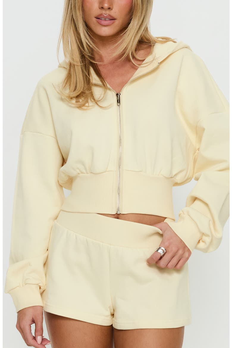 Daytime Crop Front Zip Hoodie, Main, color, BUTTERCREAM