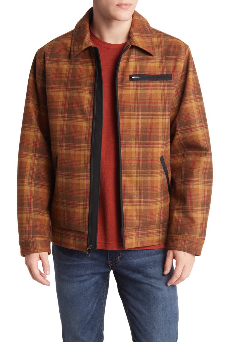 Mt. Hood Plaid Wool Blend Jacket, Main, color, WHISKEY/ SADDLE PLAID