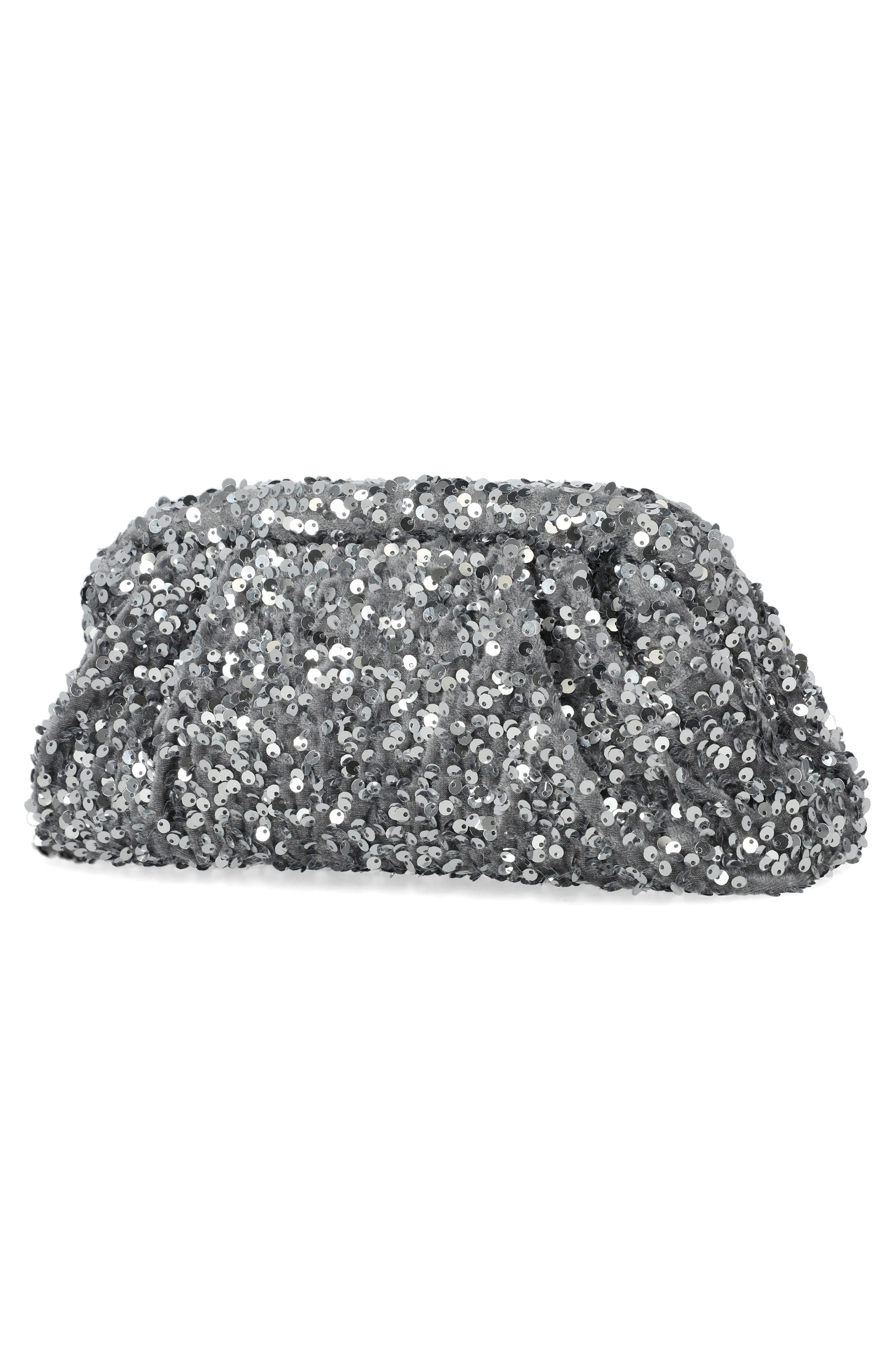 Janie Sequins Clutch, Alternate, color, SILVER