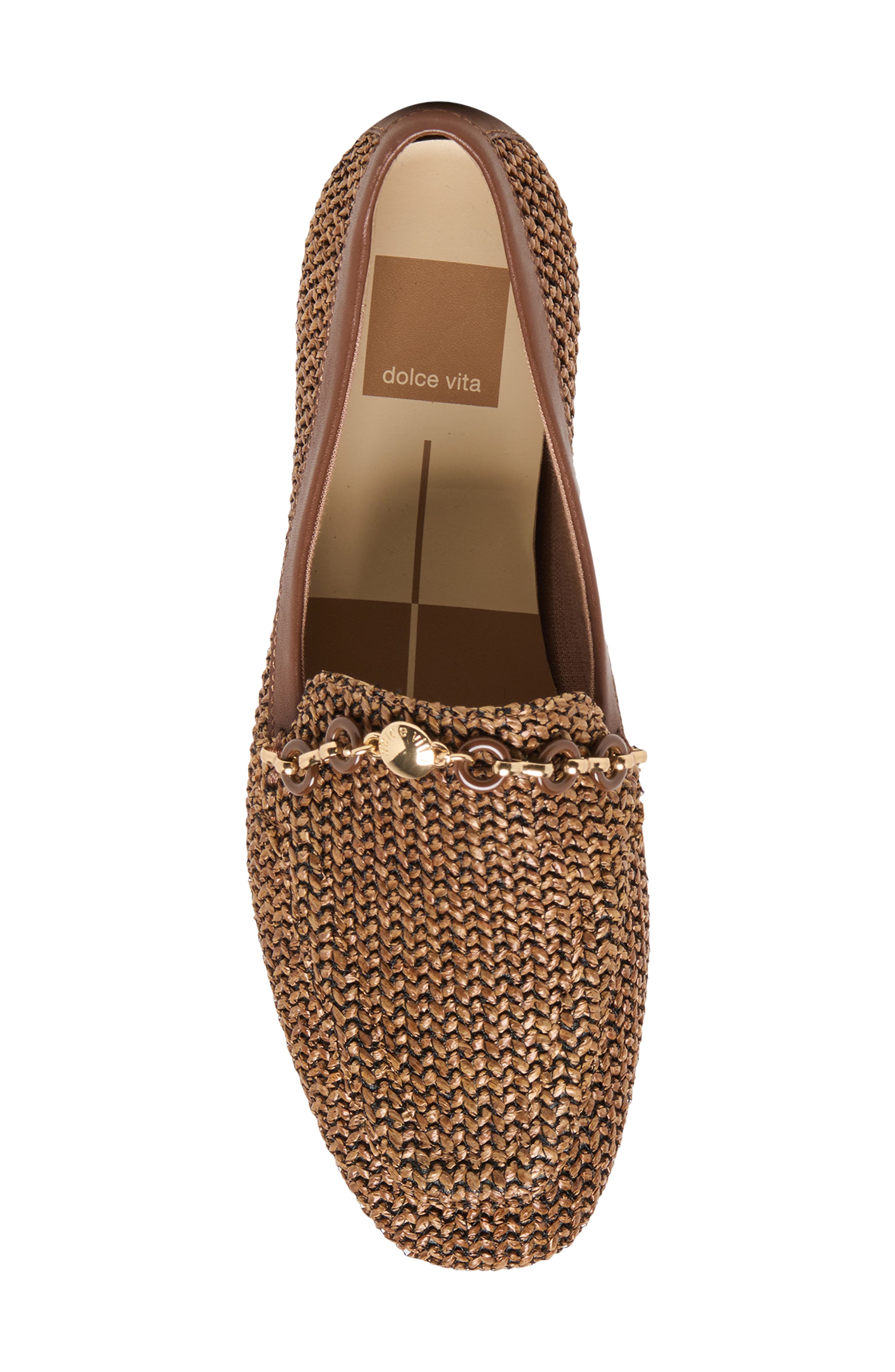 Dolce Vita Kiala Embellished Raffia Loafer, Alternate, color, Chocolate Raffia