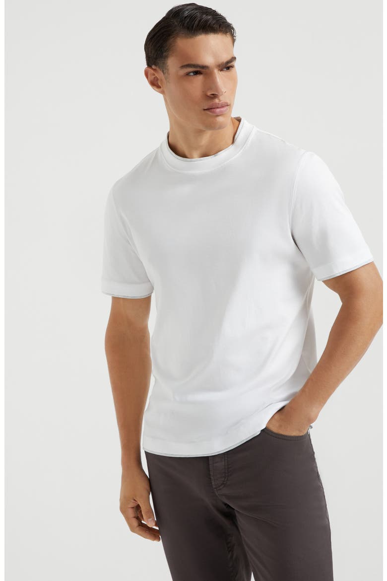 T-shirt with faux-layering, Alternate, color, White