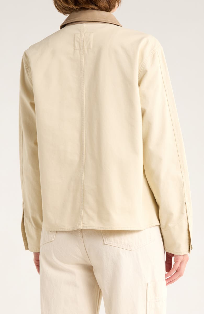 Thread & Supply Faux Leather Collar Cotton Barn Jacket, Alternate, color, Bone Taupe