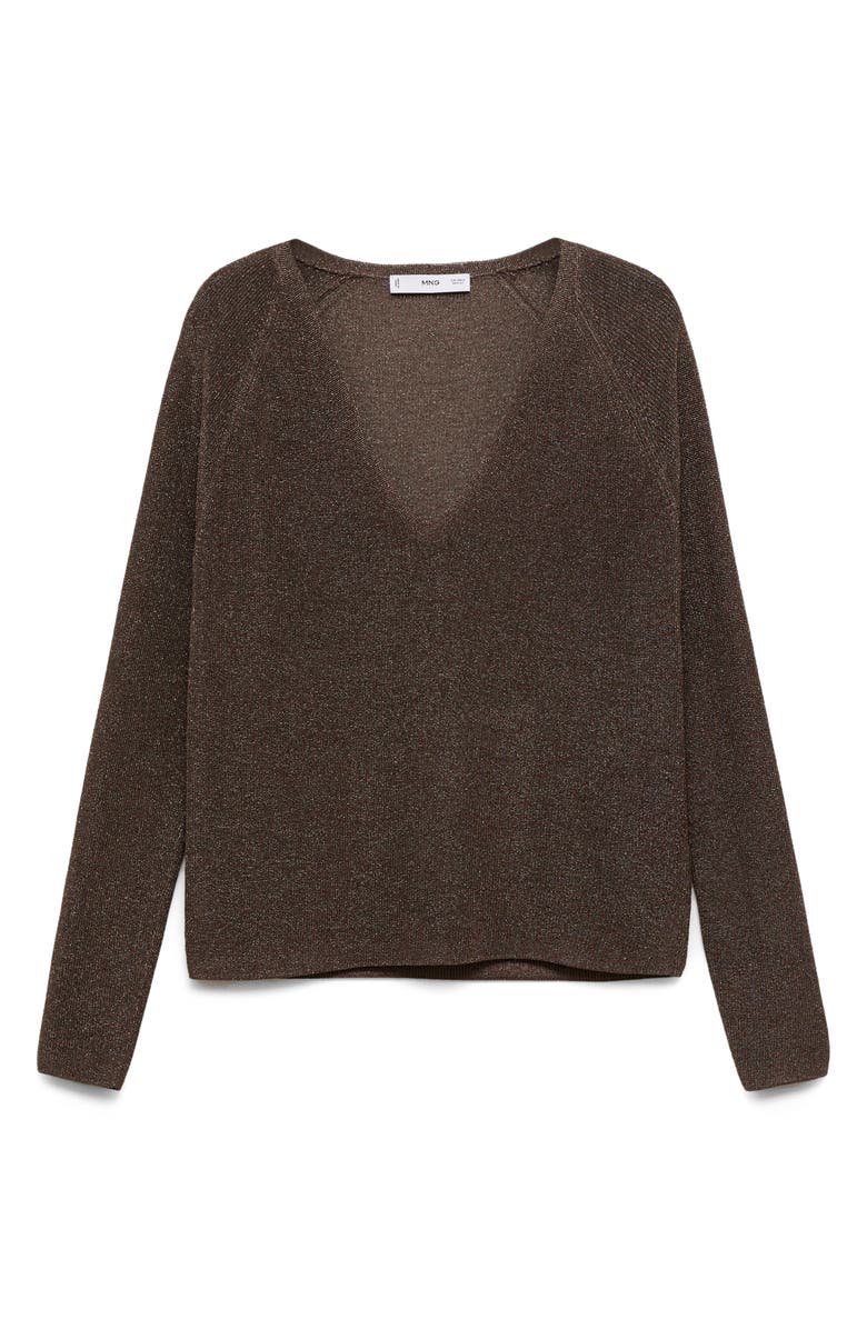 MANGO Metallic Sweater, Alternate, color, Chocolate
