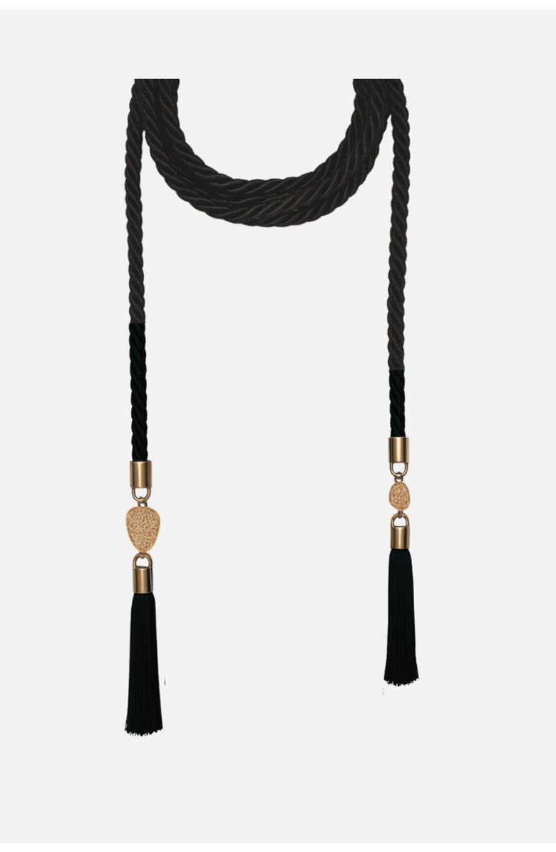 Daniela Millan Jewelry Silk Tassel Belt With Charms, Alternate, color, Black