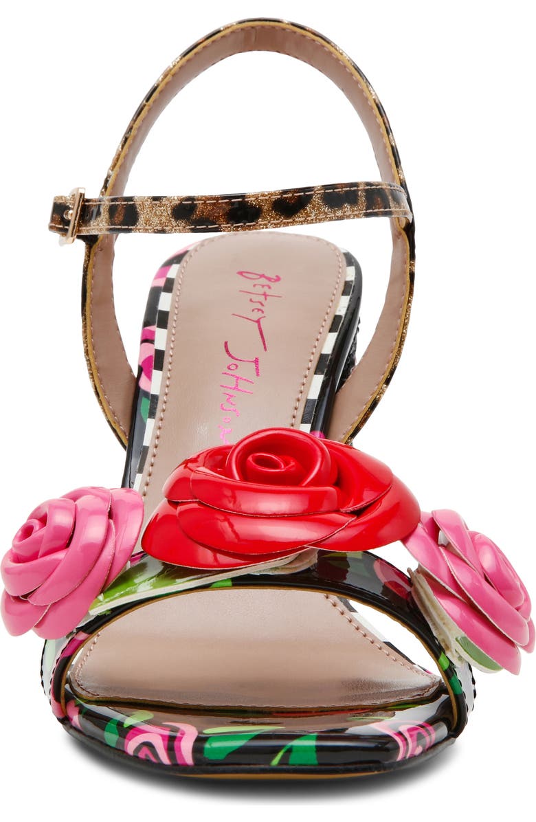 Betsey Johnson Krystle Ankle Strap Sandal, Alternate, color, Black/ Rose