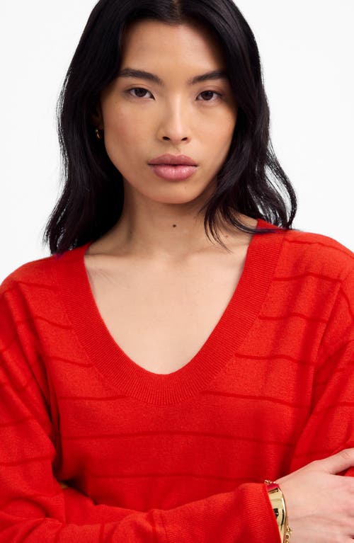 Madewell Sandri Stripe Cashmere Blend Sweater In Red