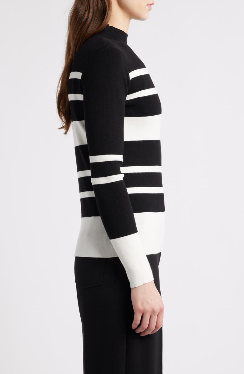 Elie Tahari The Clio Stripe Sweater, Alternate, color, Noir/ Sky White