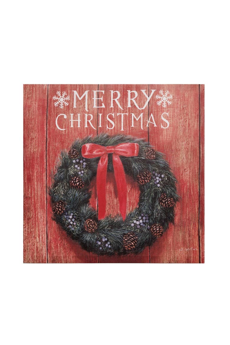 Christmas Wreath Wall Art 15.75 x 0.98 x 15.75 Inches., Main, color, Red