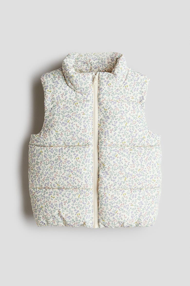 Puffer Vest, Alternate, color, Light beige/floral