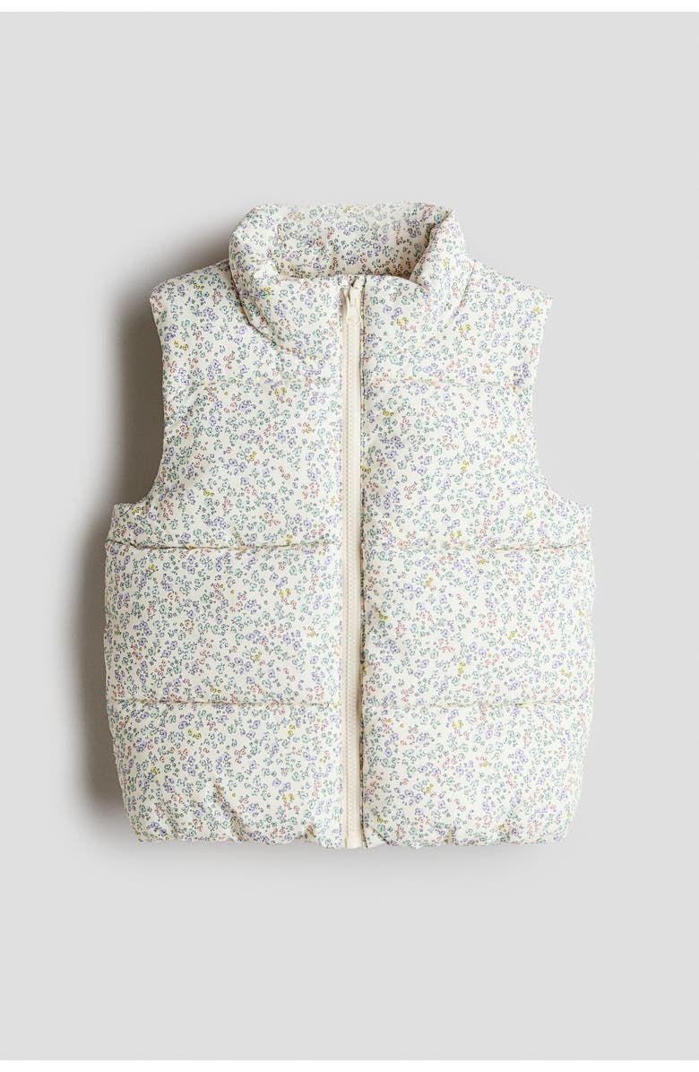 H&M Puffer Gilet, Alternate, color, Light Beige/Floral