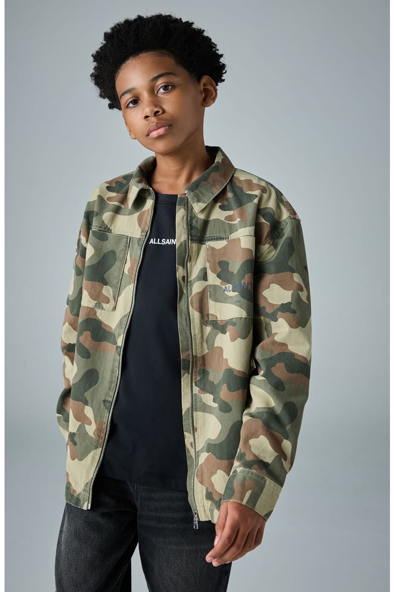 Kids' Camo Shacket & Graphic T-Shirt Set, Alternate, color, GREEN