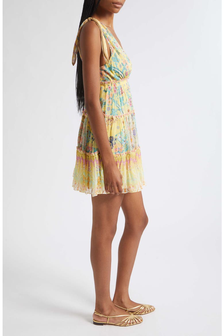 Barcelona Print Tiered Silk Sundress, Alternate, color, BARCELONA BEB