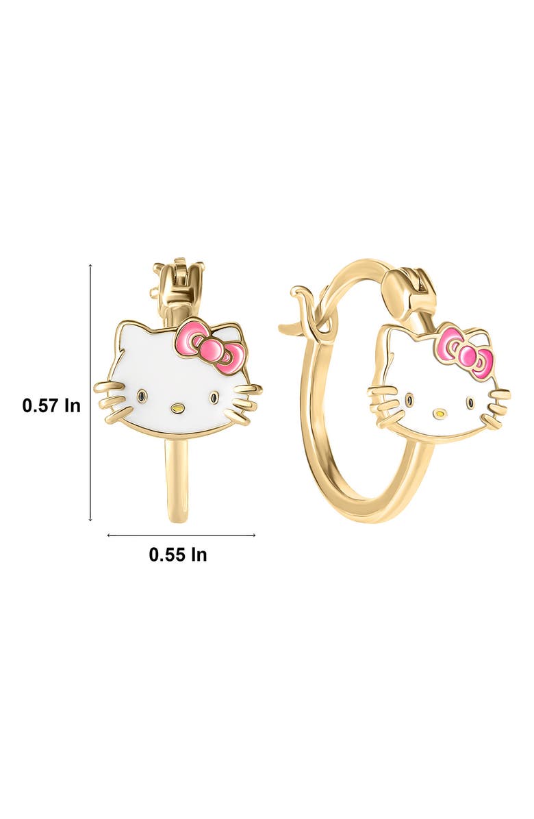 Jacmel Hello Kitty Sterling Silver Enamel Hoop Earrings, Alternate, color, Metallic Gold