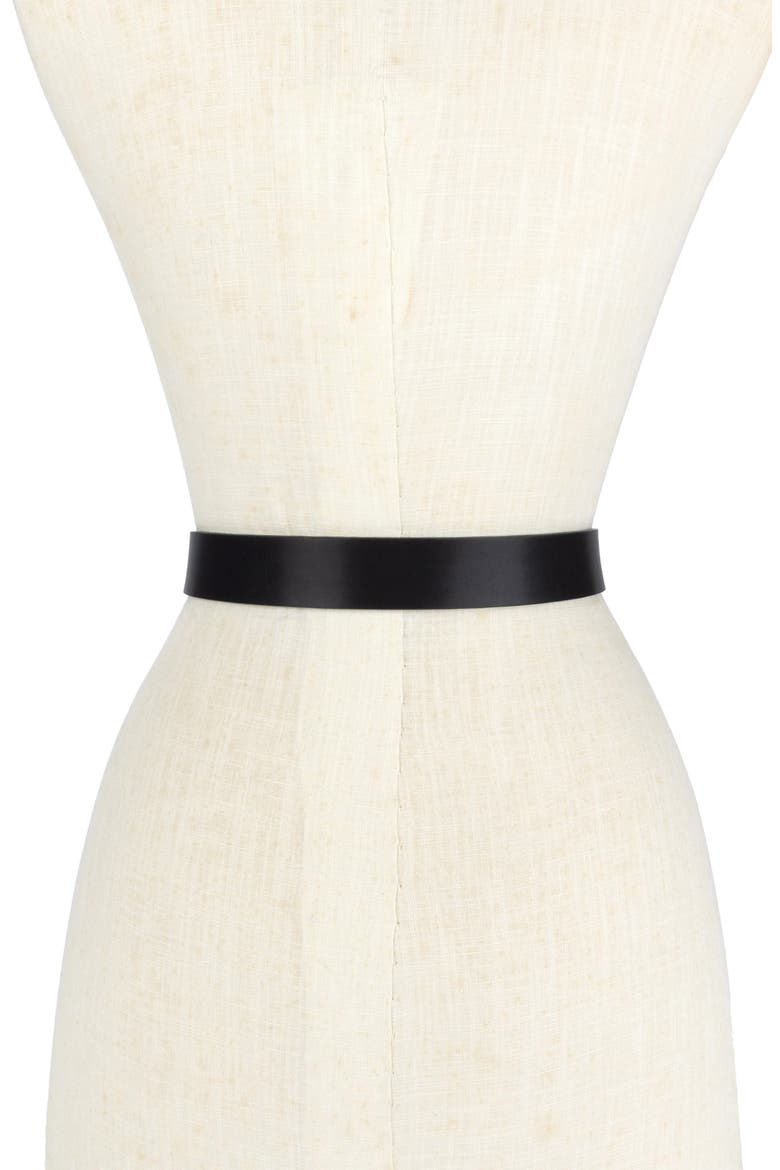 Jewel Buckle Leather Belt, Alternate, color, BLACK