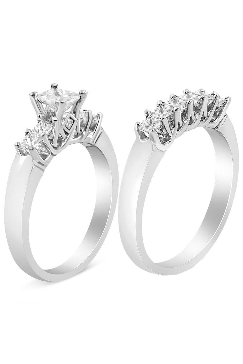 14K White Gold 1 1/2 Cttw Diamond Engagement Wedding Ring Set, Alternate, color, White