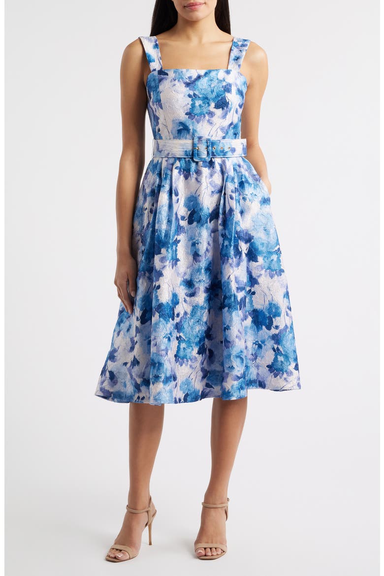 Floral Crinkle Dress, Main, color, BLUE MULTI