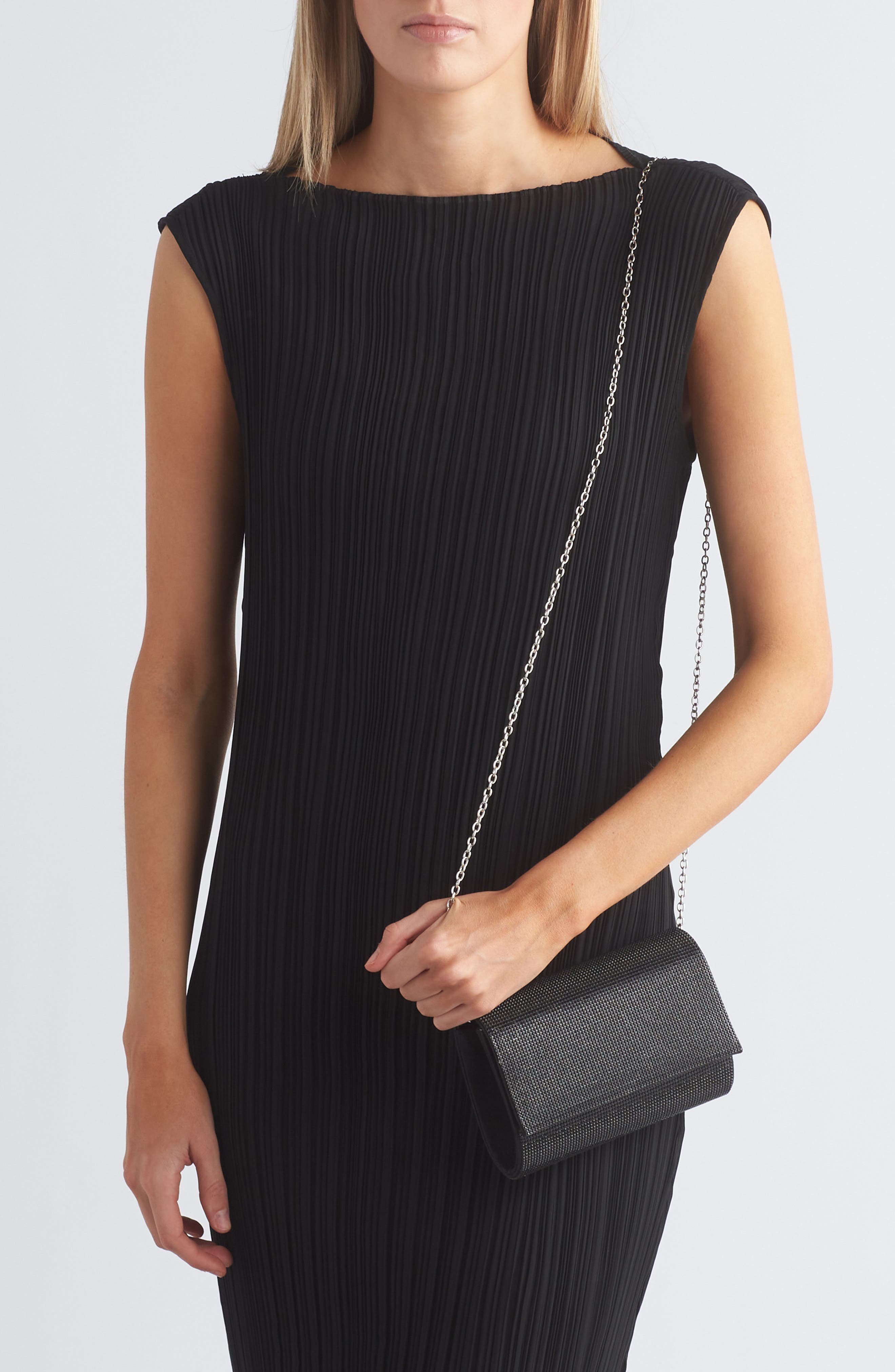 Jessica McClintock Alexis Rhinestone Crossbody Clutch, Alternate, color, Black