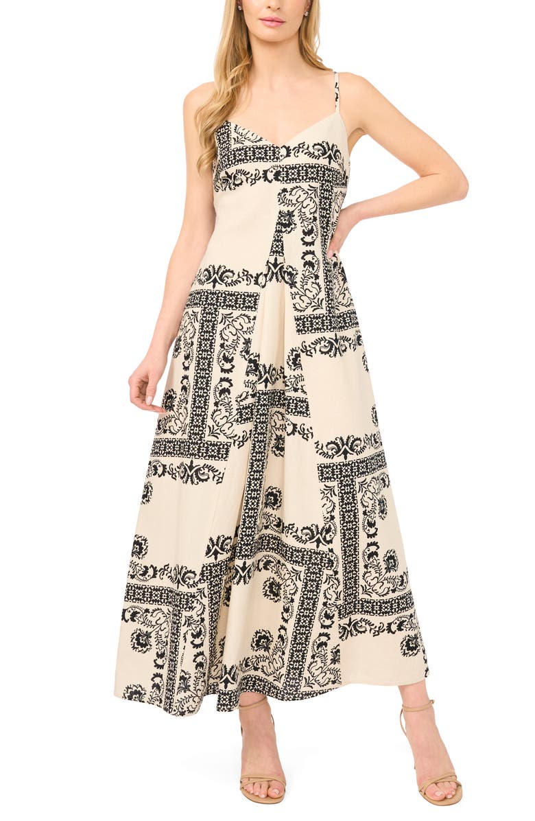 Halogen<sup>®</sup> Print Sleeveless Maxi Dress with Jacket, Alternate, color, Rich Black 060