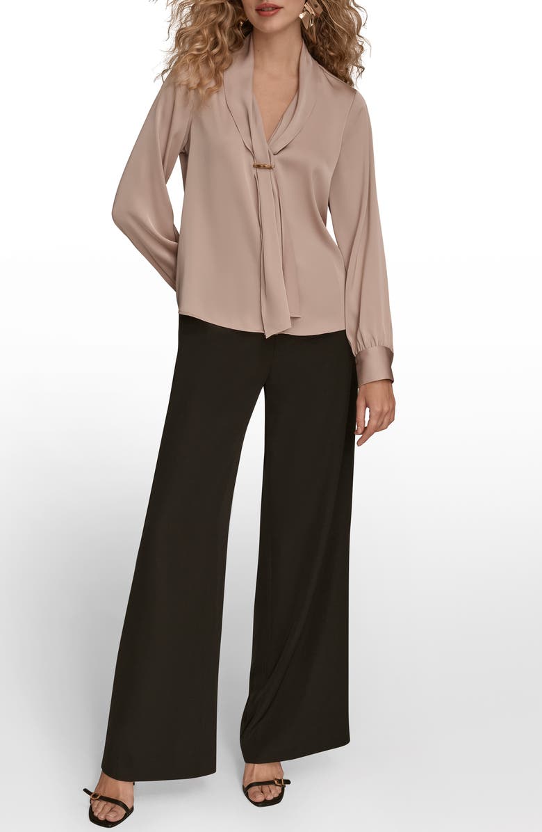 Donna Karan New York Tie Neck Satin Shirt, Alternate, color, Nolita