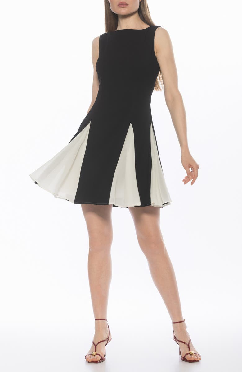 Alexia Admor Dianis Fit and Flare Minidress, Main, color, Black/ Ivory