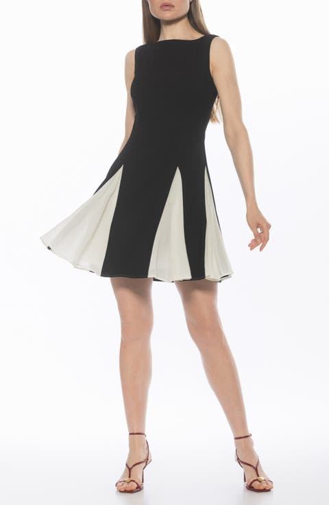 ワンピース andmaryHelen knit flare mini dress black Helen knit flare mini dress