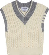 Thom Browne Cable Knit 4-Bar Virgin Wool Sweater Vest