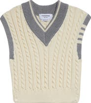 Thom Browne Cable Knit 4-Bar Virgin Wool Sweater Vest