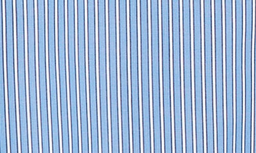 Shop Sacai High-low Poplin Shirtdress In Blue Stripe
