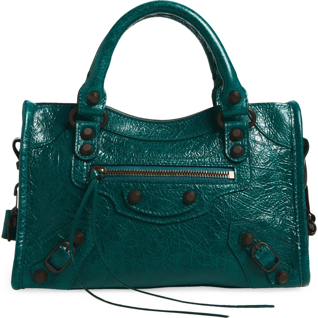 Balenciaga Mini Le City Crinkle Leather Top Handle Bag