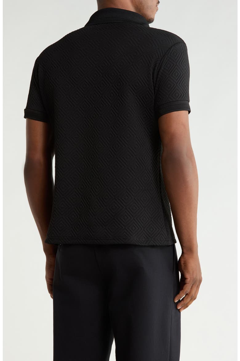 Textured Short Sleeve Polo, Alternate, color, BLACK