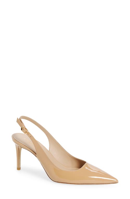 Stuart Weitzman Stuart Power 75 Pointed Toe Slingback Pump In Adobe