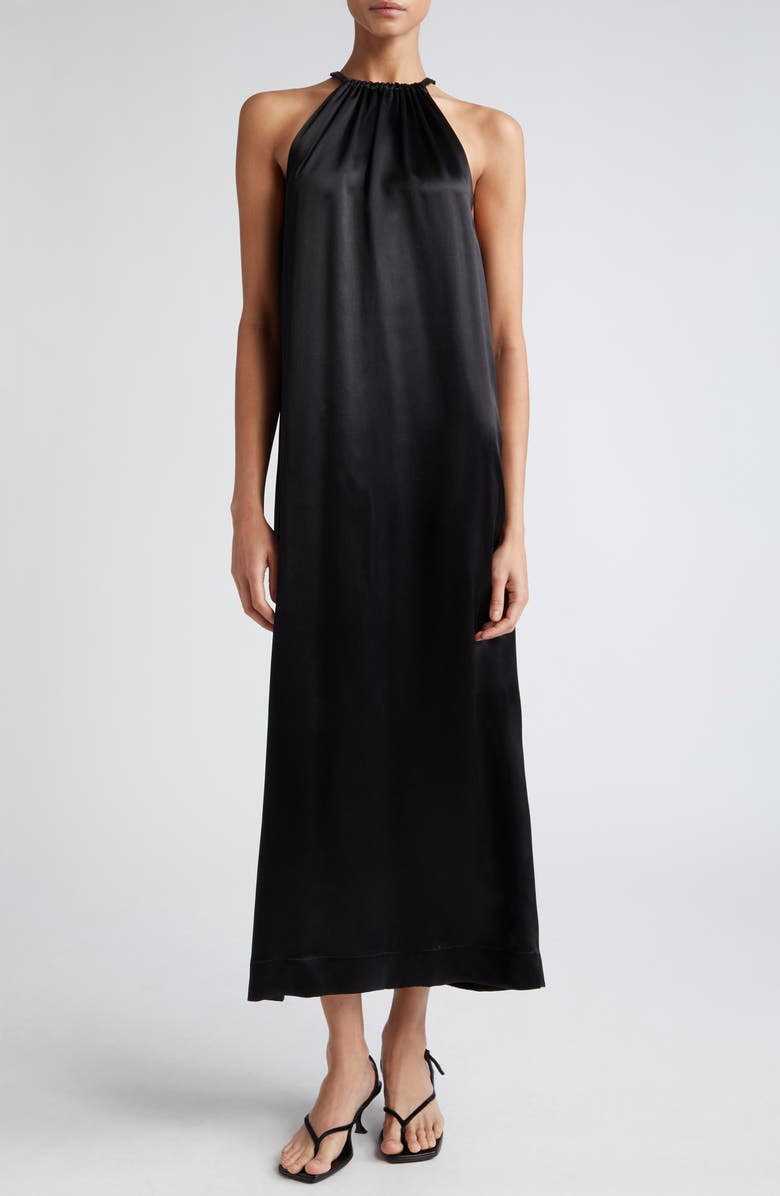 LOULOU DE SAISON Morene Satin Midi Dress, Main, color, 