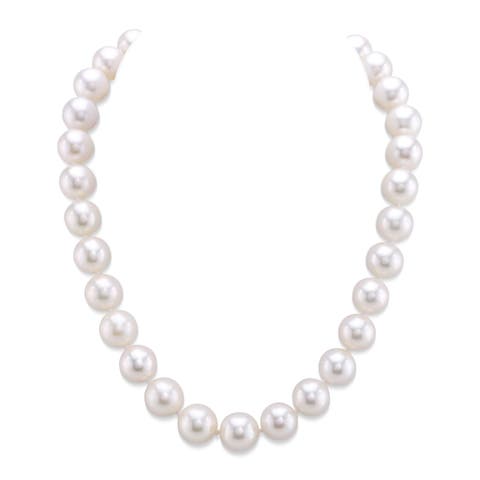 11.5-12.5mm White Freshwater Pearl Necklace - Premier AAAA Quality