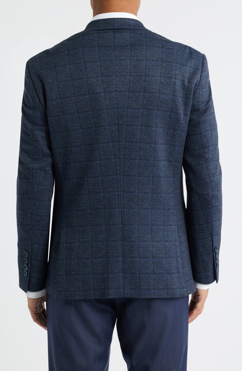 DANIEL HECHTER Navy Shadow Check Slub Cotton Blend Sport Coat, Alternate, color, Blue
