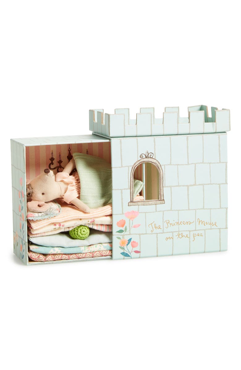 Maileg Princess & The Pea Stuffed Mouse Playset, Main, color, 