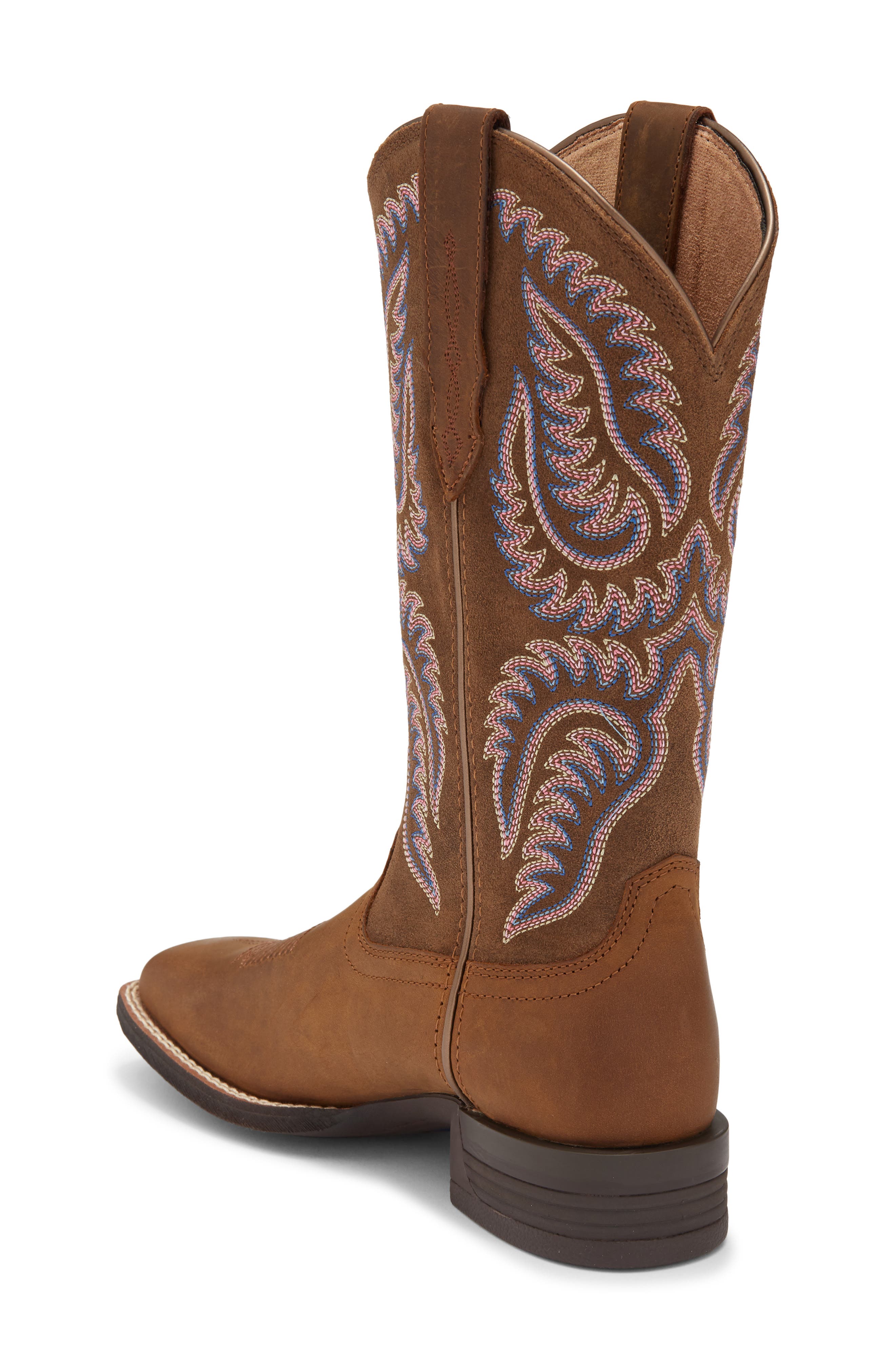 Cattle Caite Wide Square Toe Western Boot, Alternate, color, DISTRESSED BROWN