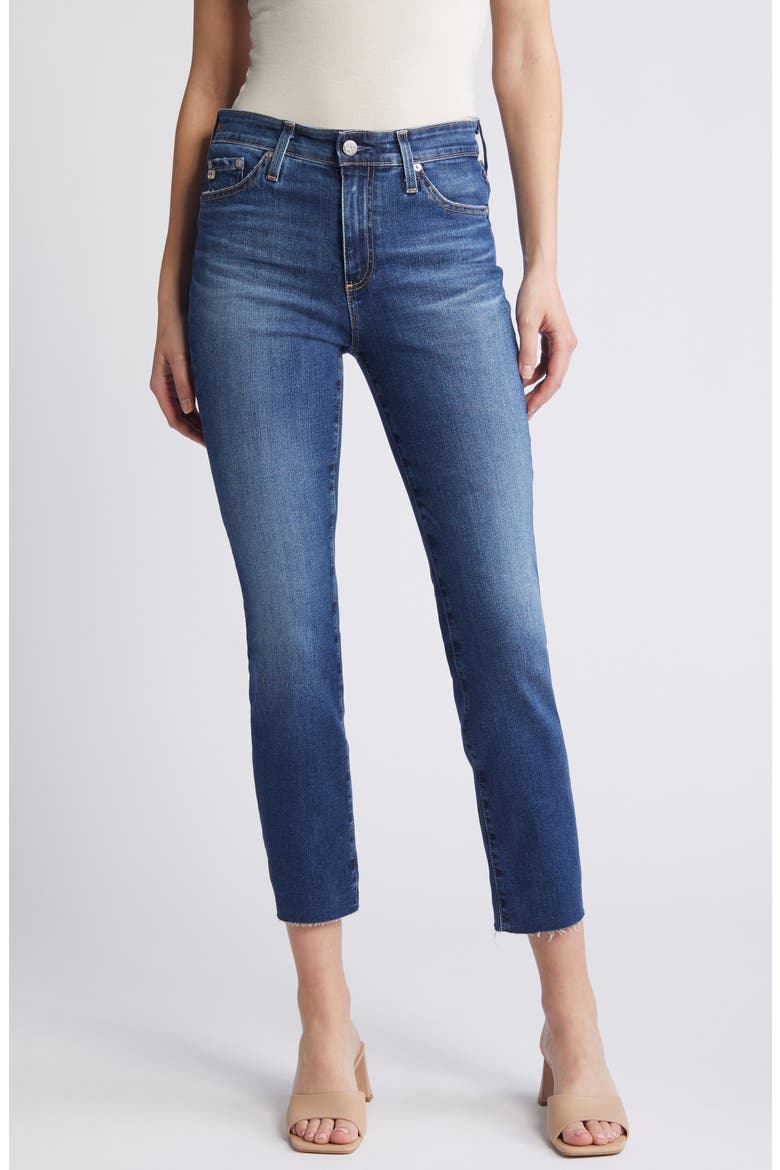 Mari Raw Hem Ankle Slim Straight Leg Jeans, Main, color, 14 YEARS COLLECTOR