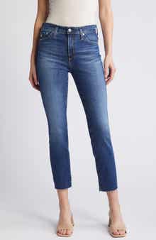Mari Raw Hem Ankle Slim Straight Leg Jeans