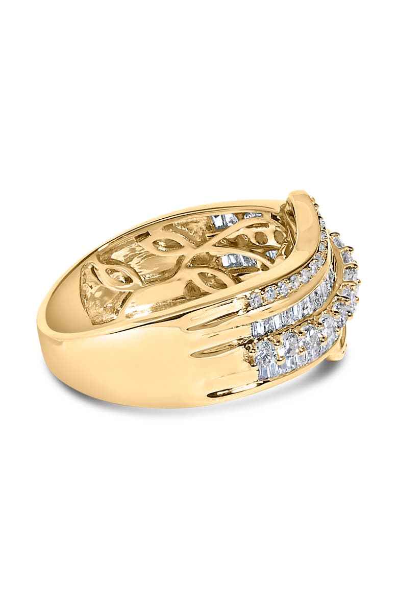 10K Yellow Gold 1.0 Cttw Diamond Multi-Row Wave Bypass Ring, Alternate, color, Yellow Gold