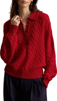 Polo Ralph Lauren Cable Wool & Cashmere Polo Sweater