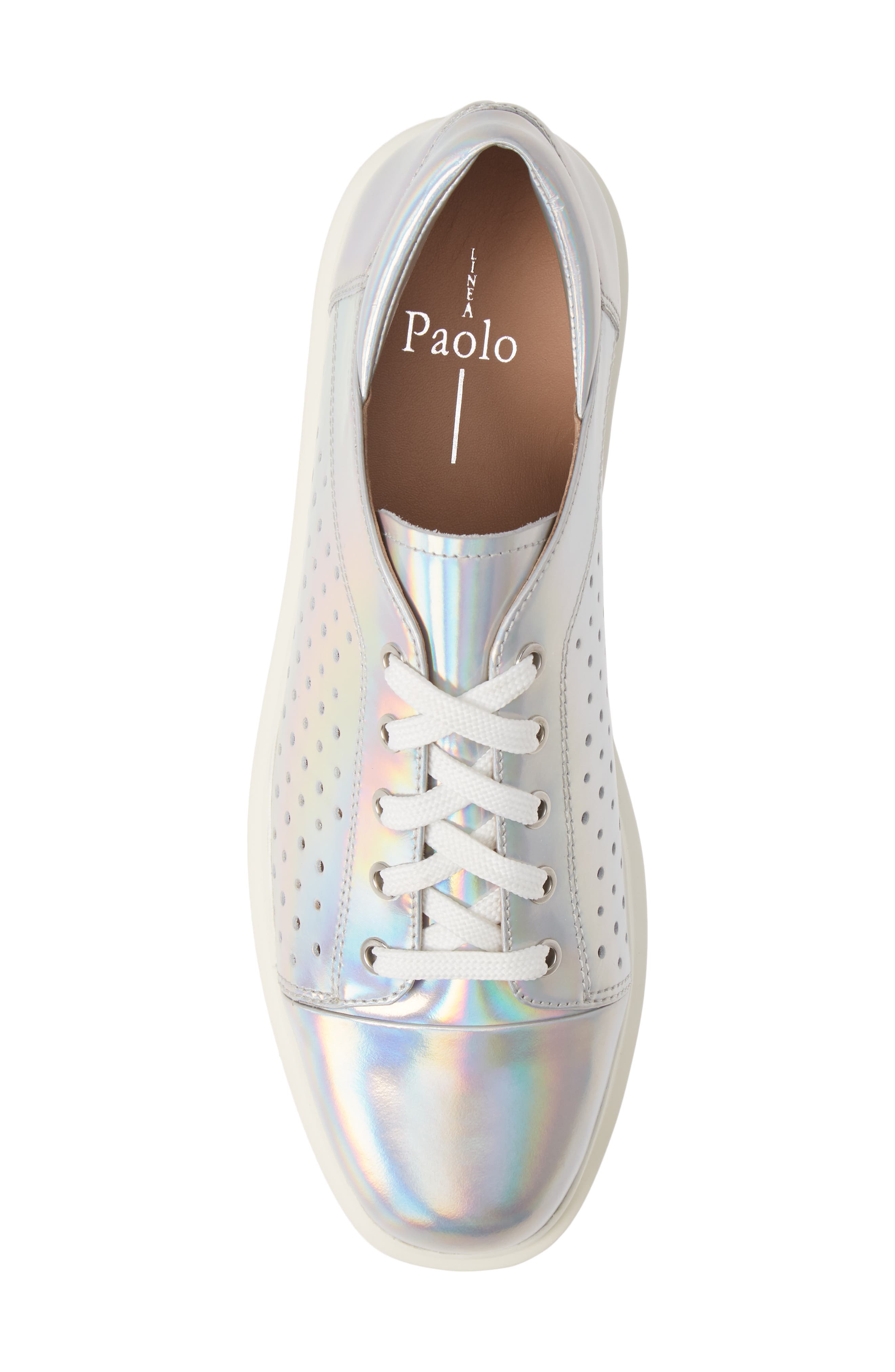 Linea Paolo Kendra Platform Sneaker, Alternate, color, Silver Iridescent Leather