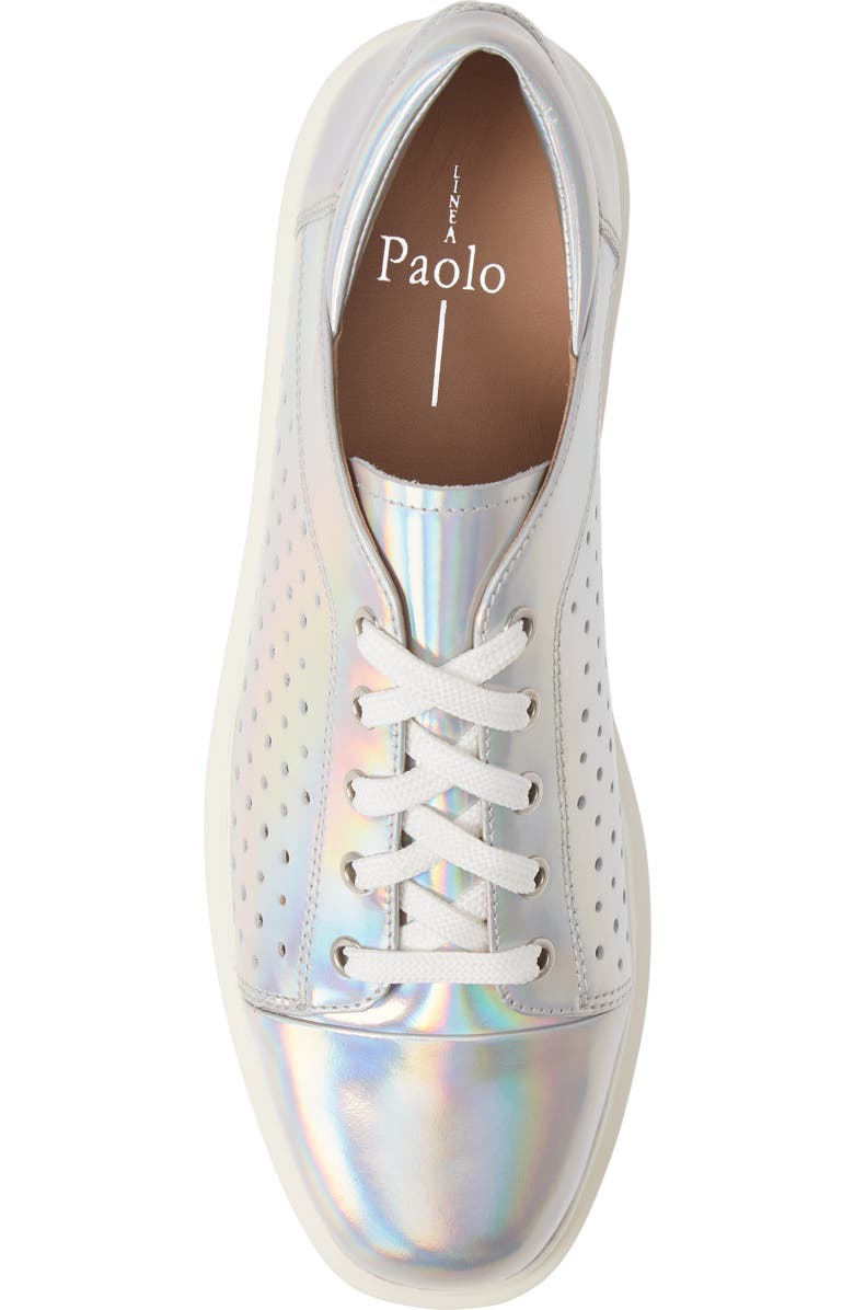 Linea Paolo Kendra Platform Sneaker, Alternate, color, Silver Iridescent Leather