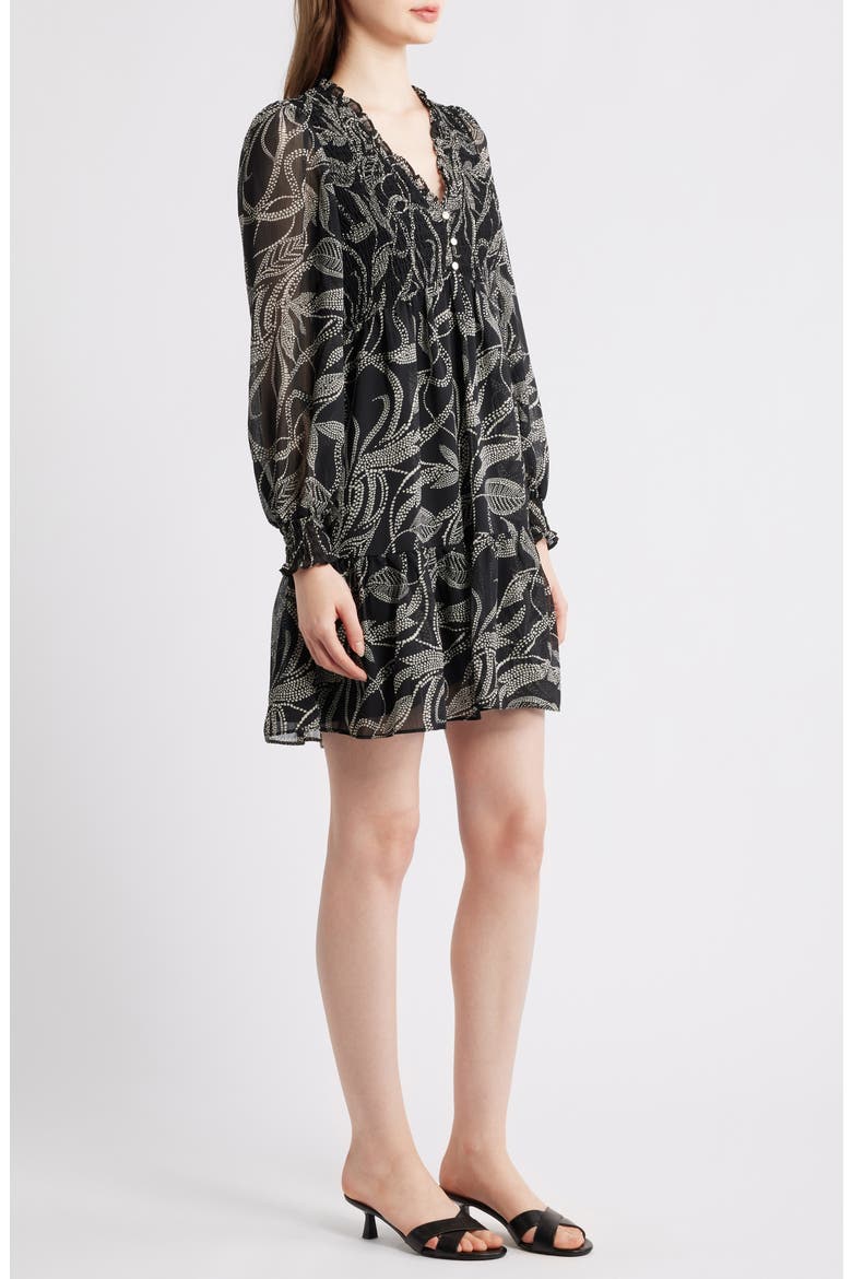 Smocked Long Sleeve Dress, Alternate, color, RICH BLACK